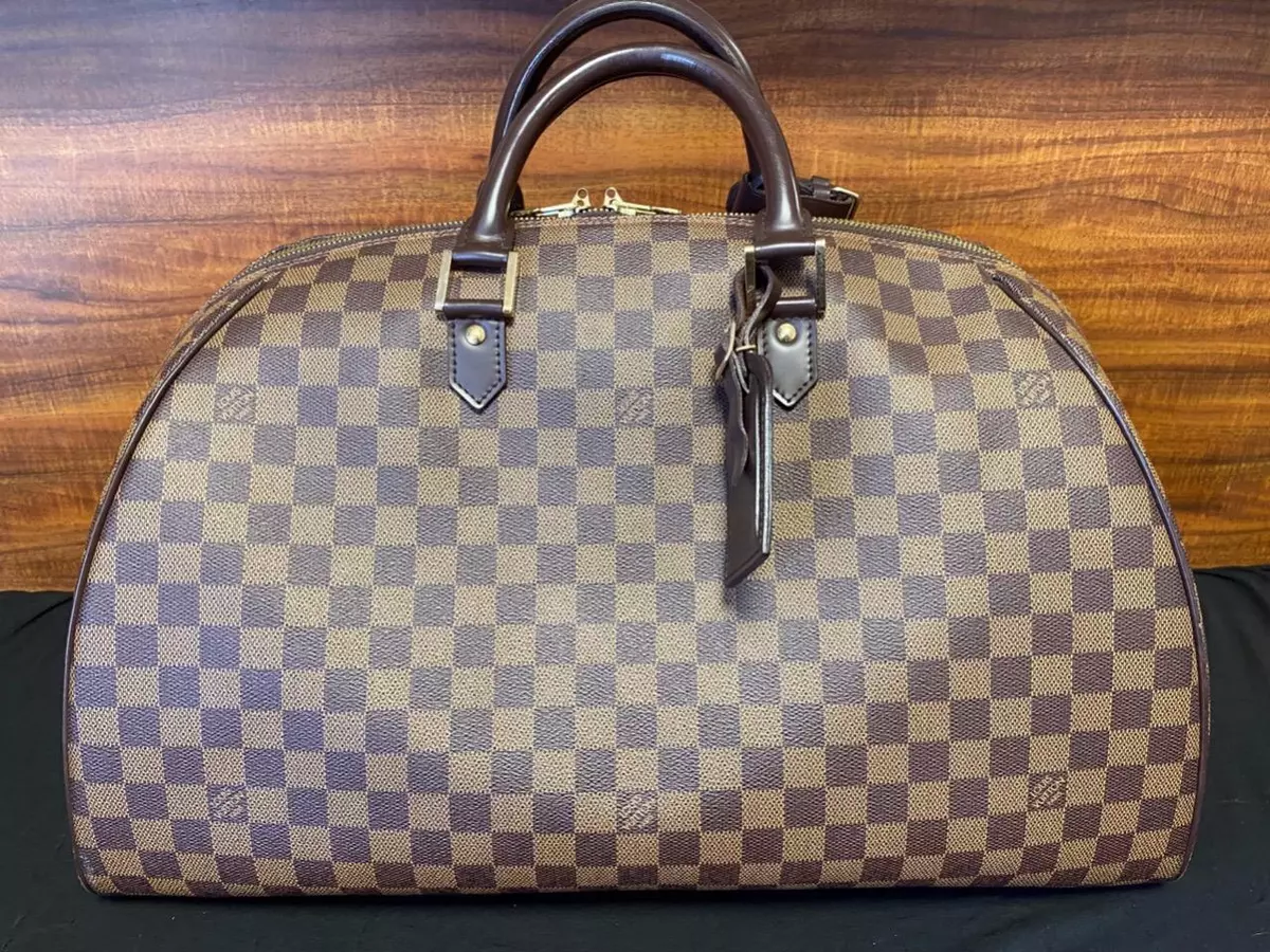 LV Ribera MM Damier Ebene Coated Canvas with Leather and Gold