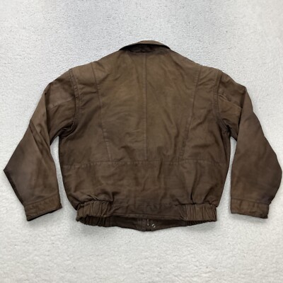 Members Only Leather Bomber Jacket Mens 44 Brown Full Zip Paisley