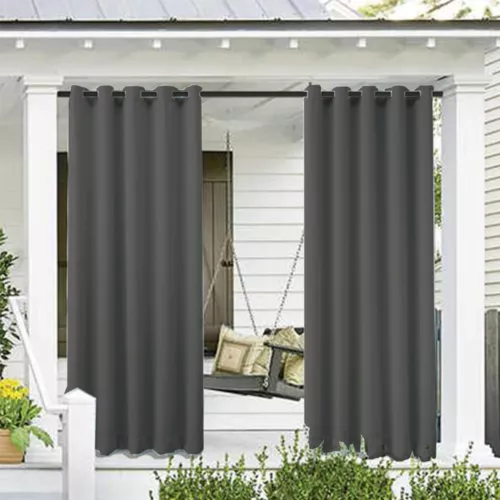 1/2 Stück Wasserdicht Outdoor Terrasse Vorhänge 52" Breit Sichtschutz Verdunkelung Pergola Schatten - Bild 33 von 124