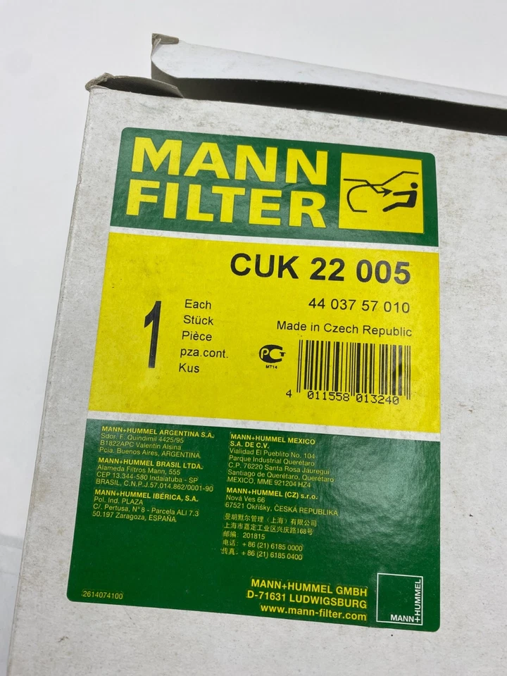 MANN FILTER CUK 22 005 CABIN AIR FILTER CUK22005 AIR FLOW Porsche Panamera - Image 2 of 4