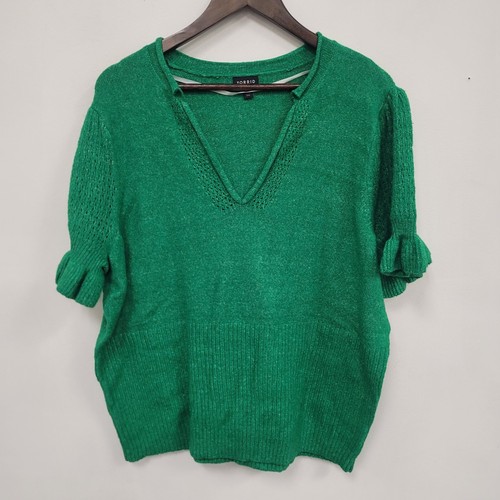 Torrid Womens Puff Sleeve V Neck Knit Top Size 2X Kelly Green Stretch Peasant