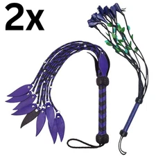 BDSM Sex Flogger Thick Leather Handle 2 Pack Handmade Braided, Impact Flogger
