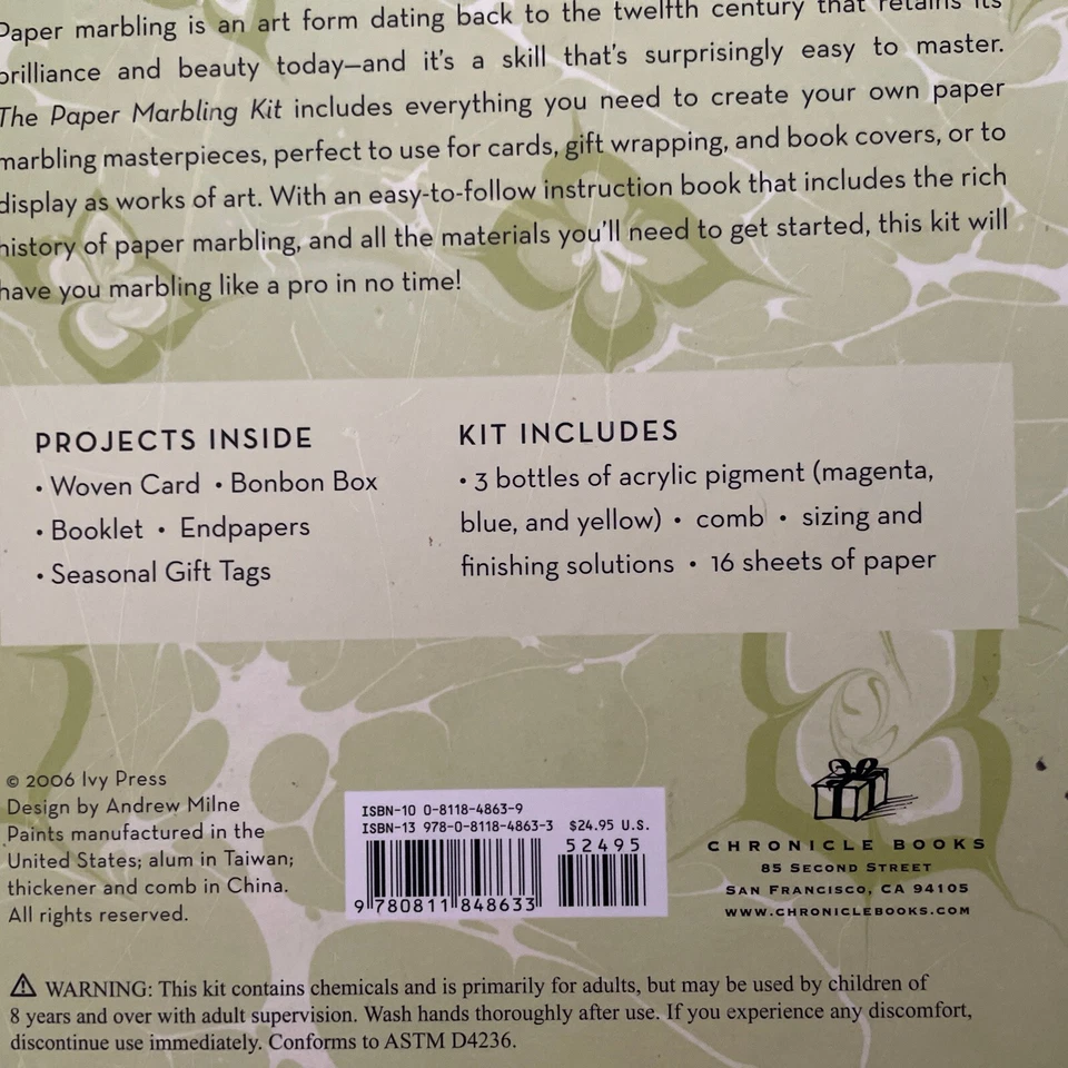 The Paper Marbling Kit Materiales Técnicas Proyectos Suministros Jane Dickinson Foto 4 de 4