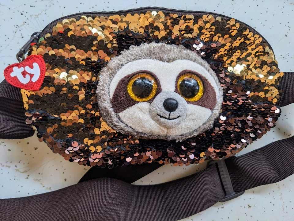 Riñonera Ty Beanie Boos perezosa marrón lentejuelas ajustable cintura bolsa cremallera marrón Foto 4 de 4