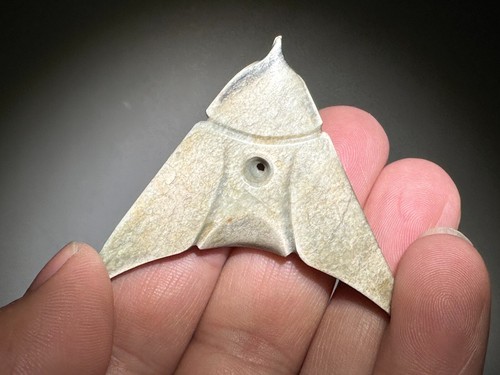 Seltener chinesischer Shang Dy alter Jade geschnitzter Gott Vogel Design "Pei" Anhänger L 5,0 cm - Bild 13 von 15