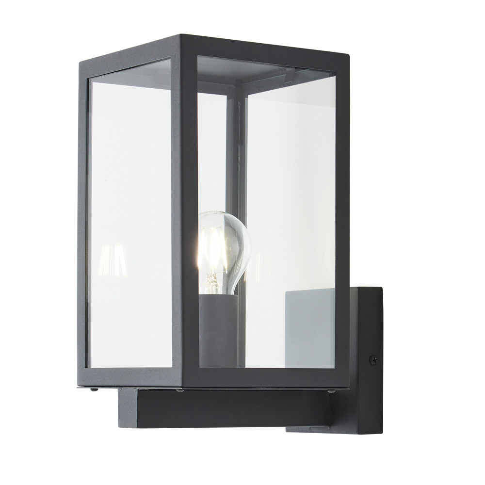 Litecraft Cetus Wall Light Glass Panel Box Outdoor Lantern- Anthracite Clearance