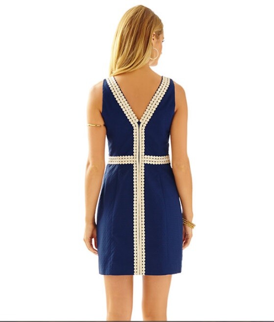 Lilly Pulitzer Originals Lilly Pulitzer Bentley Shift Dress  Navy/Gold Lace,  100% Cotton, Sizes 0-8 (New Without Tags)