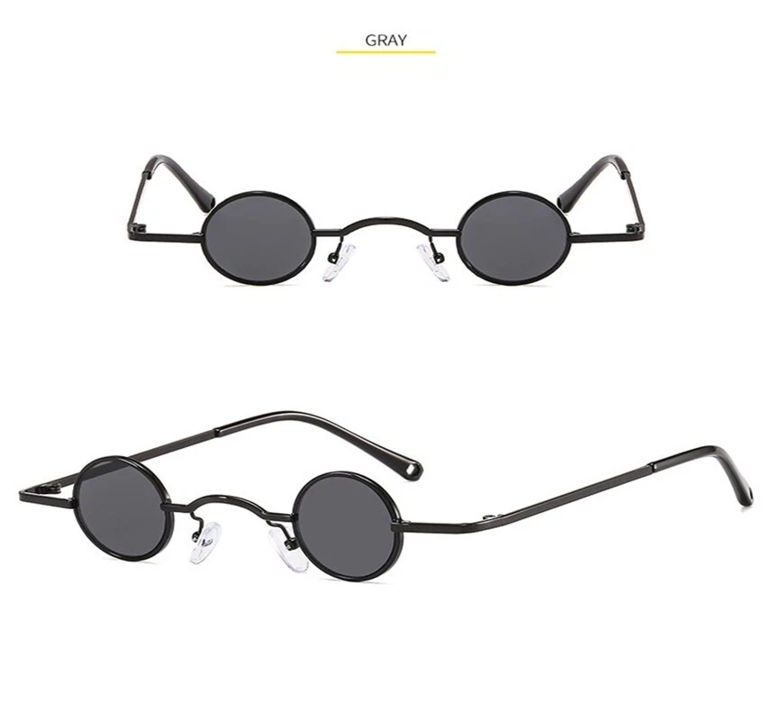 GAFAS DE SOL GÓTICAS Steampunk Retro Mini Pequeño Marco Redondo de Metal -NEGRO/GRIS-UV400 Foto 2 de 4