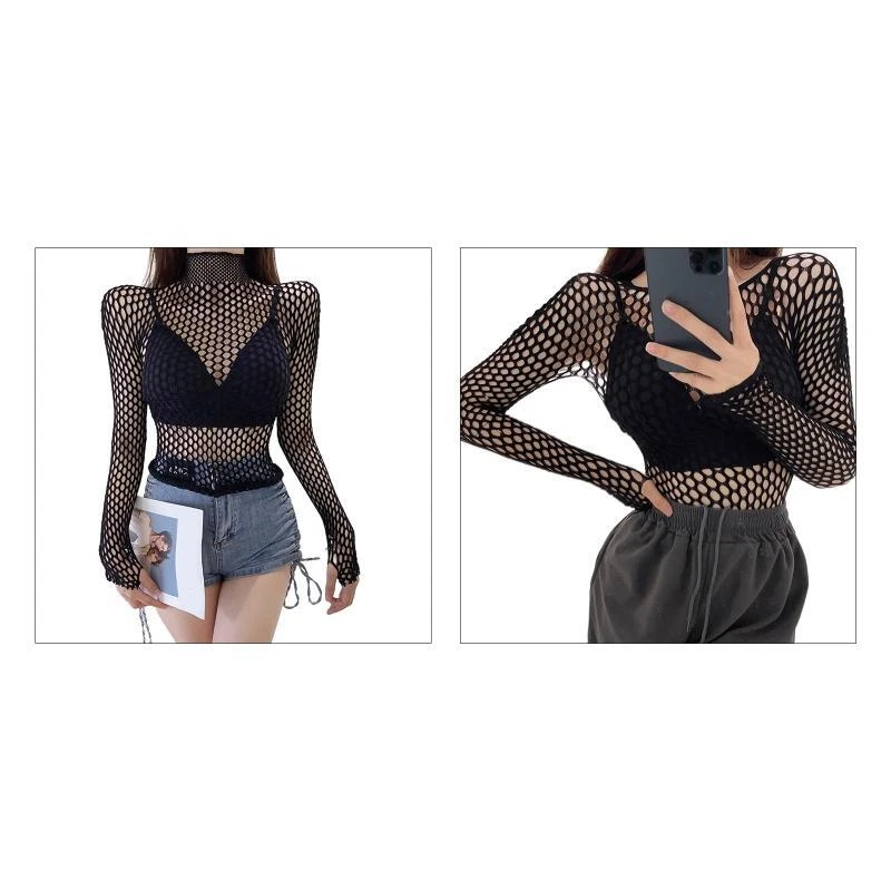 Turtleneck fishnet cheap top