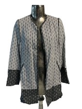 Bianca Womens Jacket Size M 14 Black & White Cotton Top New Eu42 Rrp £135