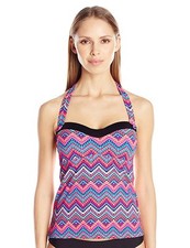 Cole of California Rio Carnivale Bandeau Halter Tankini, Multi, L