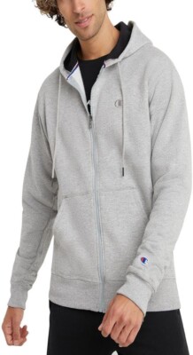 NWT Champion Men's Powerblend Grey Zip-Up Hoodie Sweatshirt Big