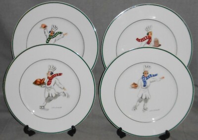 Set (4) Guy Buffet SKATING CHEFS SERIES PATTERN Dinner Plates GERMANY