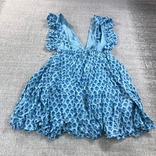 Oliphant Dress Womens Medium Cross Back Mini 1210V Lined Floral Blue Dress Boho