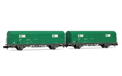 Arnold HN6703 RENFE, 2 unit set JPD wagon, TEM green livery, ep. V Freight Wagon