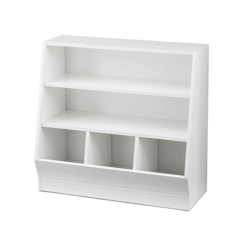 Kids Bookcase Storage W/ Two Shelves & Three Bins Playroom Organization