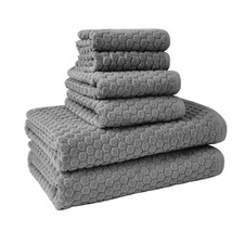by Drew Barrymore 6-Piece Dot Bath Towel Set Soft 100% Cotton Charcoal Gray