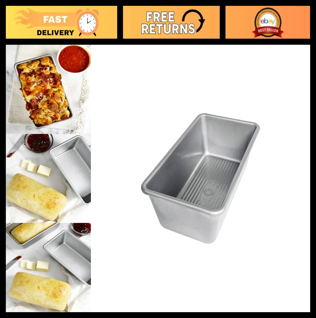 Nonstick Seamless Bread Loaf Pan - Standard 8x4.5x2.75 Inch Bakeware, Ideal for