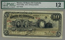 MEXICO: 10 Pesos Banknote, (F PMG12), P-S196c, 15.02.1914,No Reserve!