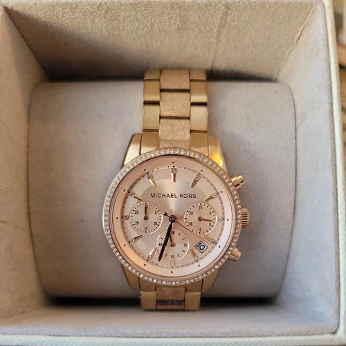 Orologio Donna MICHAEL KORS MK6598 Ritz Oro Rosa Cronografo Classico Analogico