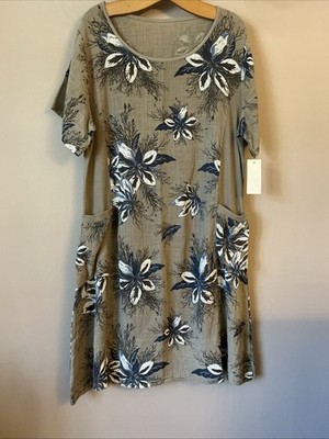 New Made In Italy lovely Brown Print Lagenlook Dress  - One Size