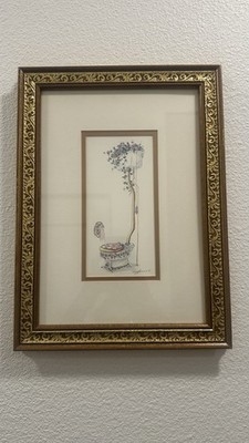 Framed Matted Floral Print by Eggleston, Gold Ornate Frame 11x15 Vertical