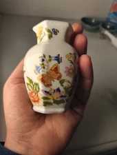 Vintage Aynsley Bone China England Cottage Garden Floral Butterfly Vase 3-3/8"