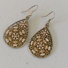 BoHo Dangle Teardrop Rhinestone Enamel Filigree Gypsy Earrings