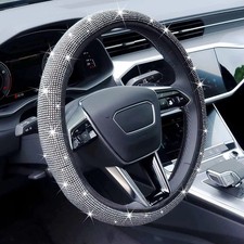Universal Bling Rhinestone Steering Wheel Cover W White Diamond For Women