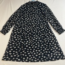 Madewell Mistlight Mockneck Dress Seattle Floral Daisy Black White Size L Large