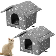 2Pcs Cat Houses for Outdoor Stray Cats Shelter Weatherproof Outdoor Cat House...