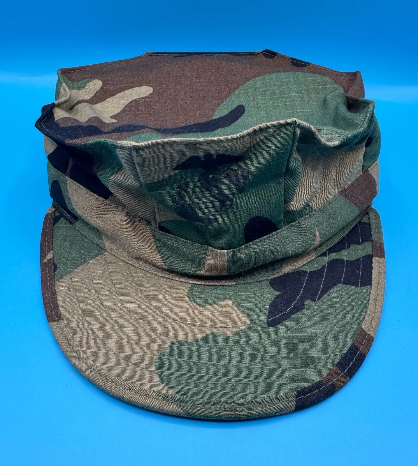 NEW BDU WOODLAND 8 Point MARINE CORPS USMC UTILITY CAP COVER EGA Size Large
