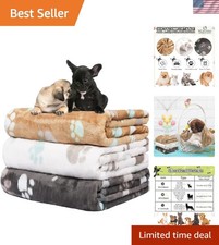 Fluffy 3-Pack Pet Blankets - Soft, Durable  Lightweight for Indoor/Outdoor Use