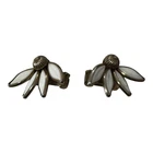 Vintage Crown Trifari Milk Glass Daisy Petals Clip On Earrings