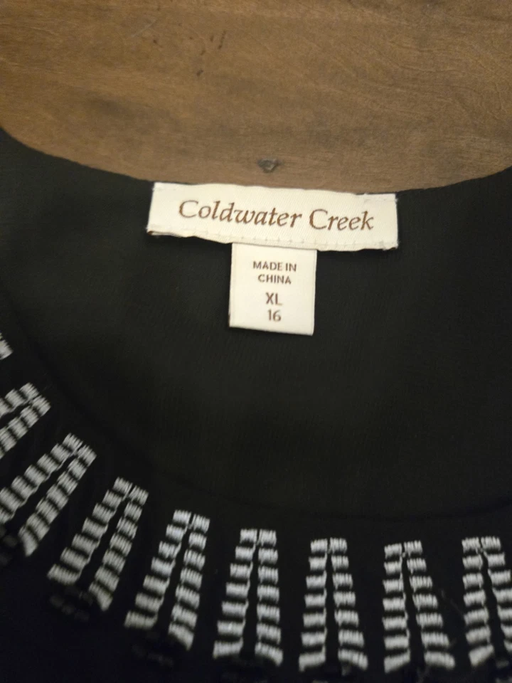 Camisa Top Coldwater Creek Carrera Mujer Semi Transparente Sin Mangas Cuentas Talla XL Foto 4 de 4