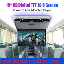 19.5" Flip Down Car Roof Monitor HD TFT 1080P Screen Ceiling Overhead USB HDMI