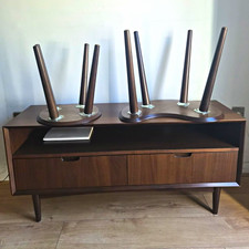 Brown Dark Wood TV Unit With Matching Table Nest