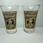 COCA COLA Vintage Collectible 16oz Flare Glass x 2 - Turn Of The Century Design