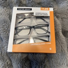 Design Optics by Foster Grant 815 Plastic Square Reading Glasses 3 Pack 1.25