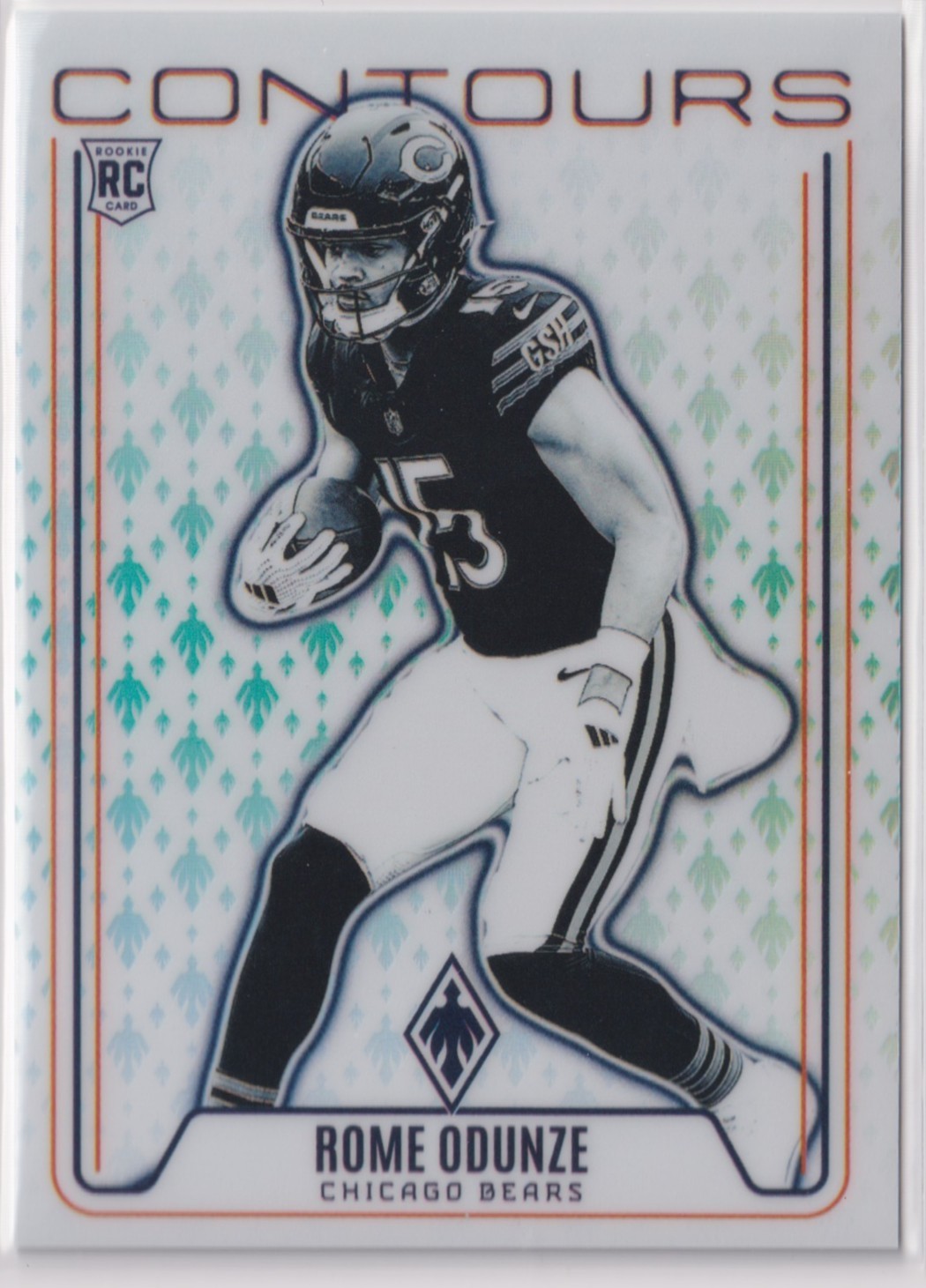 Rome Odunze 2024 Panini Phoenix Contours Teal Prizm Rookie CON-ROE /40