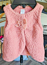 Carter  s Just One You Pink Sherpa Vest 24M Toddler Fleece Bow Snap Front