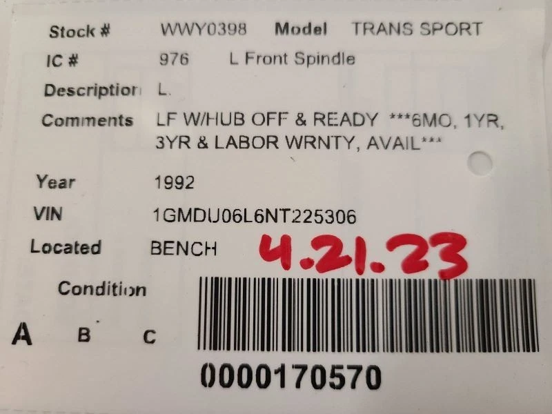 Eixo/junta frontal esquerda do driver compatível com 92 LUMINA VAN 1698402 - Imagem 3 de 3