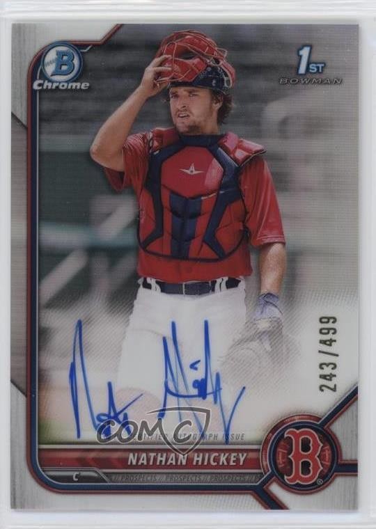 2022 Bowman Chrome Prospect Refractor 243/499 Nathan Hickey #CPA-NH Auto 2s2