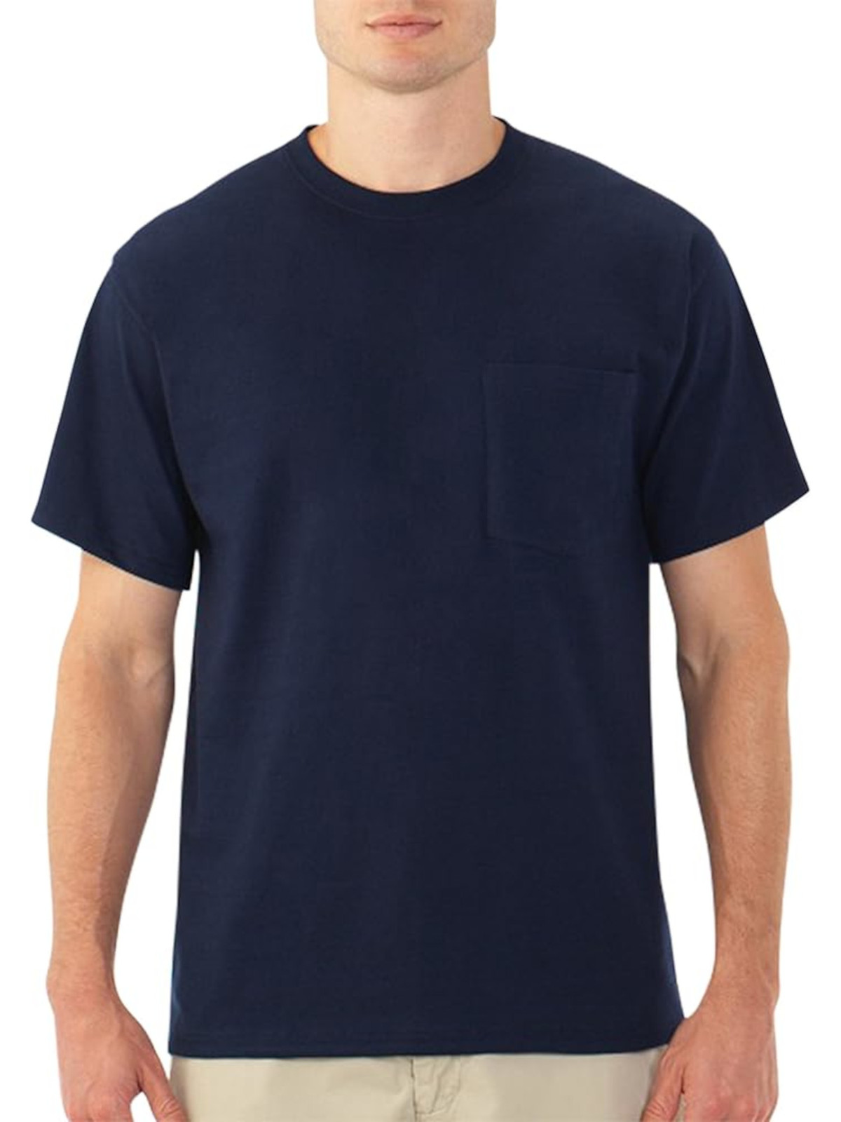 Мужская темно-синяя футболка классического покроя FRUIT OF THE LOOM с коротким рукавом M 1390₽