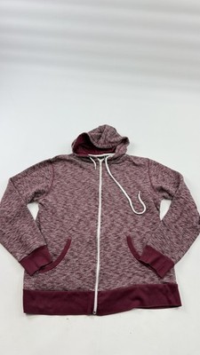 Fission Hoodie Mens XL Maroon Full Zip Up Sweatshirt Cotton Blend Casual
