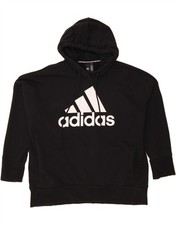 ADIDAS Womens Graphic Hoodie Jumper UK 20/22 XL Black Cotton DM34