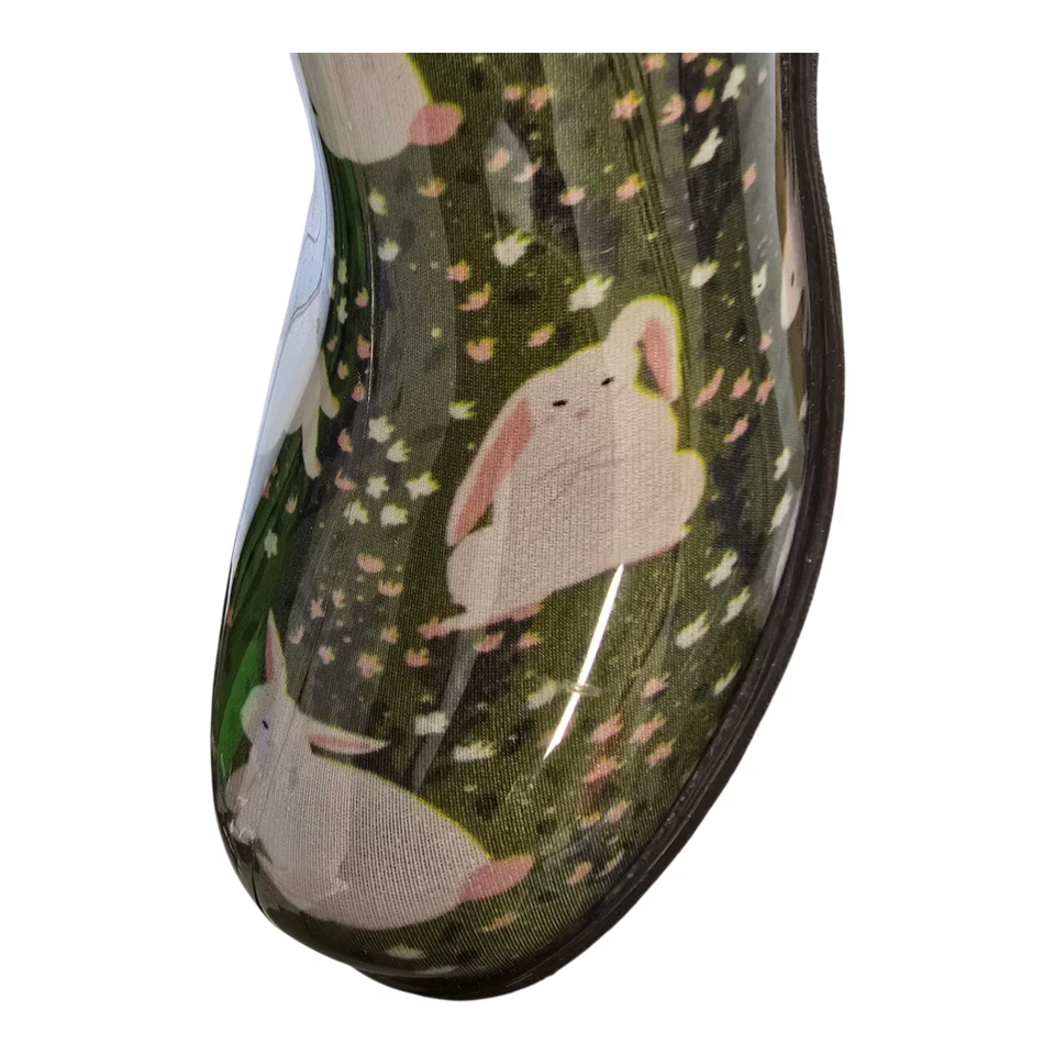 Sloggers Waterproof Slip On Garden Shoes Made in USA Green w/ Rabbits Wm Size 6 - Image 3 of 4