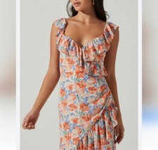 Astr the Label Mahalia Dress in Blue & Orange Floral Size Small EUC