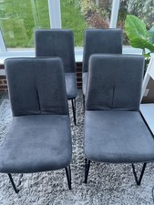 Grey Fabric Dining Chairs Set Of 4 Black Legs