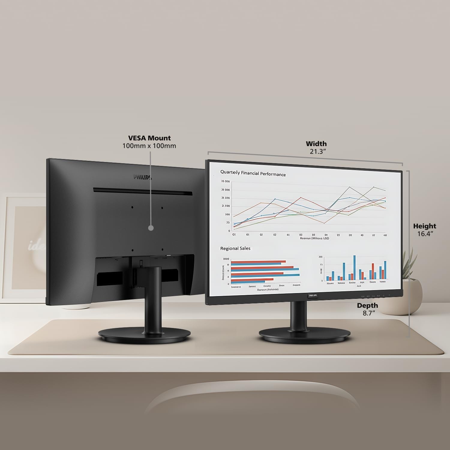 Monitor para computadora Philips 27" 1920×1080, 4 ms, HDMI 1.4, VGA, FHD, imagen 7